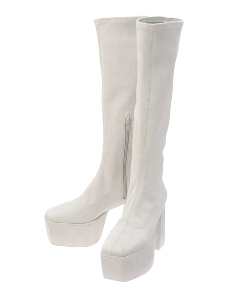 GYDA（ジェイダ）の「ストレッチチャンキーブーツ（ブーツ・レディース・アイボリー/ブラック・S/M/L）」の4枚目の写真