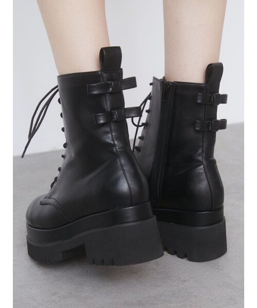 CALNAMUR（カルナムール）の「LACE UP RIBBON SHORT BOOTS/レースアップリボンショートブーツ（ブーツ・レディース・アイボリー/ブラック・S/M/L）」の19枚目の写真
