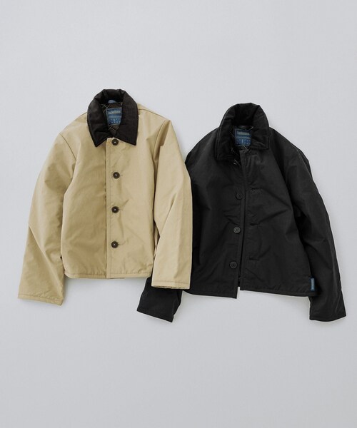 ADAM ET ROPE'(アダムエロペ)の「【LAVENHAM for ADAM ET ROPE'】別注 SQUARE HEM RAYDON(ナイロンジャケット・レディース・ブラック/ベージュ・F)」の20枚目の写真