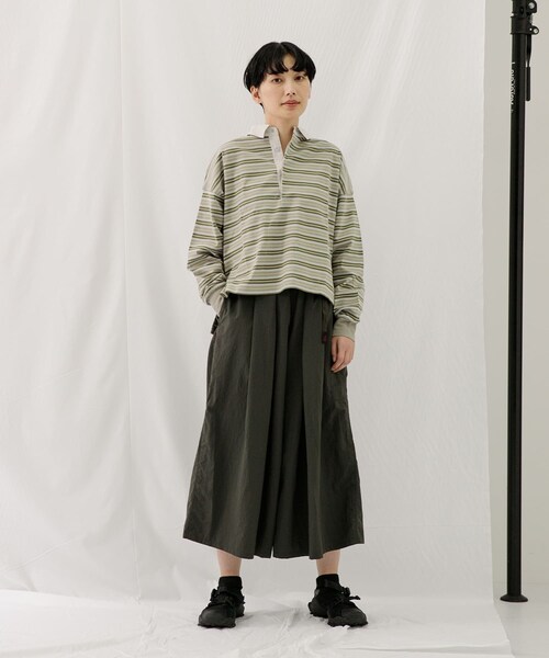 EKAL（エカル）の「ネイチャーボーダープルオーバー（Tシャツ/カットソー・レディース・MILK WHITE/MOSS KHAKI・one）」の17枚目の写真