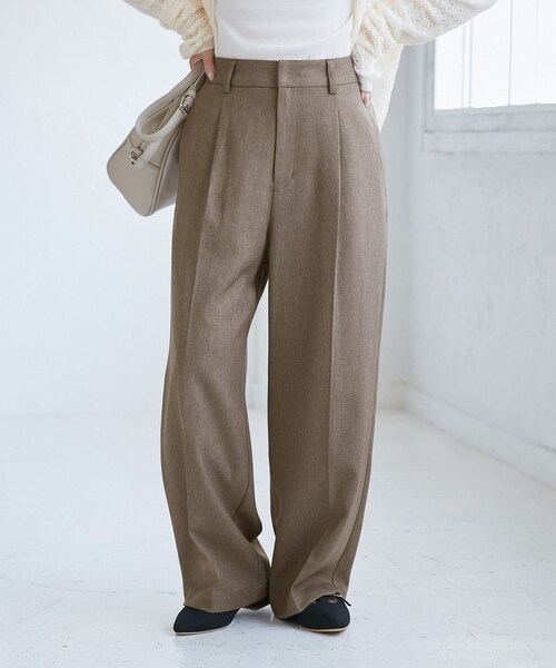 ROPE' PICNIC(ロペピクニック)の「【低身長・小柄さんサイズ】レディハンサムシリーズ ウールライクウエストタックセミワイドパンツ(スラックス・レディース・ブラック系/グレー/ライトグレー/ベージュ系/ネイビー・M/S)」の19枚目の写真