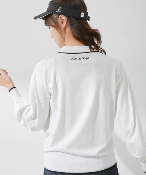 ROPE'（ロペ）の「ケーブル柄衿使いパフ袖長袖プルオーバー（ニット/セーター・レディース・ホワイト/グリーン/ネイビー・L/M/S）」の19枚目の写真