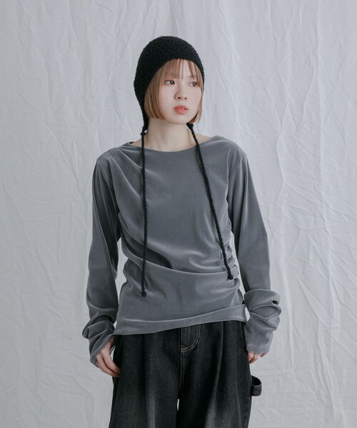 KBF（ケイビーエフ）の「スプリングニットボンネット（ニットキャップ/ビーニー・レディース・BLACK/BEIGE・one）」の9枚目の写真