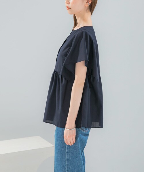 URBAN RESEARCH ROSSO（アーバンリサーチロッソ）の「『WEB限定』『UR TECH Smart Linen Touch』フレアスリーブブラウス（シャツ/ブラウス・レディース・B/STRIPE/NAVY/LIGHT PINK・Free）」の10枚目の写真