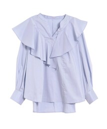 ELENDEEK | ASYMMETRY FLARE NECK L/S BL(シャツ/ブラウス)