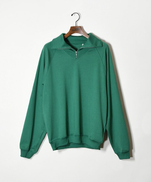 ADAM ET ROPE'（アダムエロペ）の「【KAPTAIN SUNSHINE】Sea Island Cotton Sweat Halfzip Pullover（スウェット・メンズ・グリーン/ピンク・36/38）」の2枚目の写真
