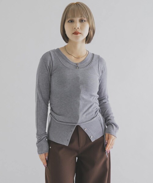 THE GOODLAND MARKET（ザグッドランドマーケット）の「cwtch　LAYERED KNIT TOPS（ニット/セーター・レディース・GRAY/NAVY/BERRY/YELLOW・Free）」の9枚目の写真
