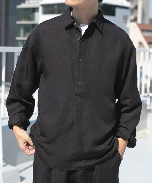 ITEMS URBANRESEARCH（アイテムズ アーバンリサーチ）の「Linen Blend Pullover Shirts（シャツ/ブラウス・メンズ・NVY/BRN/BLK・M/L）」の12枚目の写真