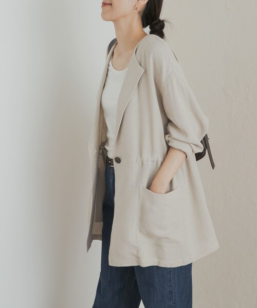 URBAN RESEARCH DOORS(アーバンリサーチドアーズ)の「ウエストドロストジャケット(テーラードジャケット・レディース・BLACK/BEIGE・M)」の16枚目の写真
