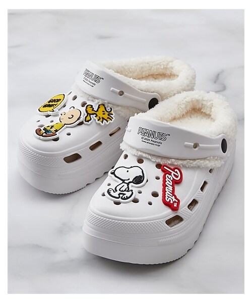 nissen（ニッセン）の「PEANUTS（ピーナッツ）ボア付厚底クロックシューズ（スヌーピー）（バレエシューズ・メンズ・ホワイト/ベージュ・23.0cm/24.0cm/25.0cm）」の3枚目の写真
