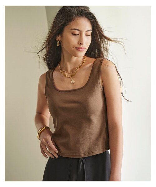 nissen（ニッセン）の「スクエアネックタンクトップ【ERES BELLA】（キャミソール・レディース・オフホワイト/黒/モカ・M/L/LL/3L）」の18枚目の写真