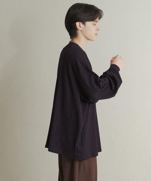 SENSE OF PLACE by URBAN RESEARCH（センスオブプレイスバイアーバンリサーチ）の「ライトワッフルクルーネックロングTシャツ（Tシャツ/カットソー・メンズ・CHARCOAL/KHAKI/PURPLE・M/L）」の3枚目の写真