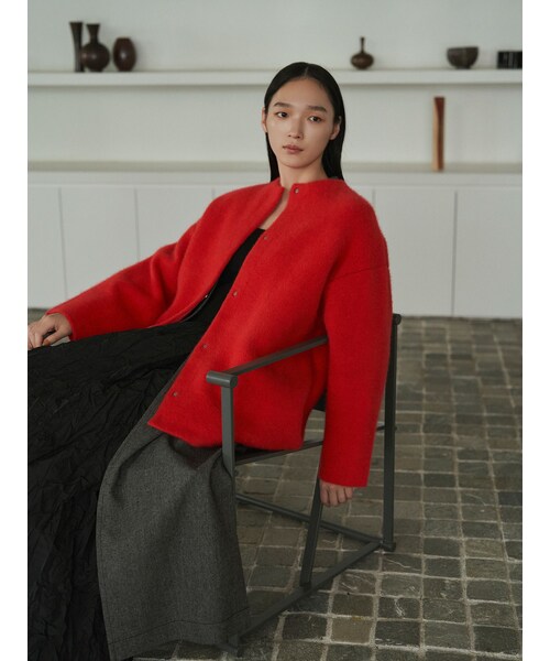 ELENDEEK（エレンディーク）の「CN RACCOON MIX WCD（カーディガン/ボレロ・レディース・アイボリー/ライトグレー/グレー/レッド/ピンク/イエロー/ミントグリーン/ネイビー/ラベンダー/ベージュ/ミディアムグレー/アイスブルー・01/02）」の17枚目の写真