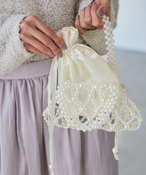 ROPE' PICNIC（ロペピクニック）の「ポーチ付きビーズハンドバッグ（ハンドバッグ・レディース・ブラック/オフホワイト・F）」の6枚目の写真