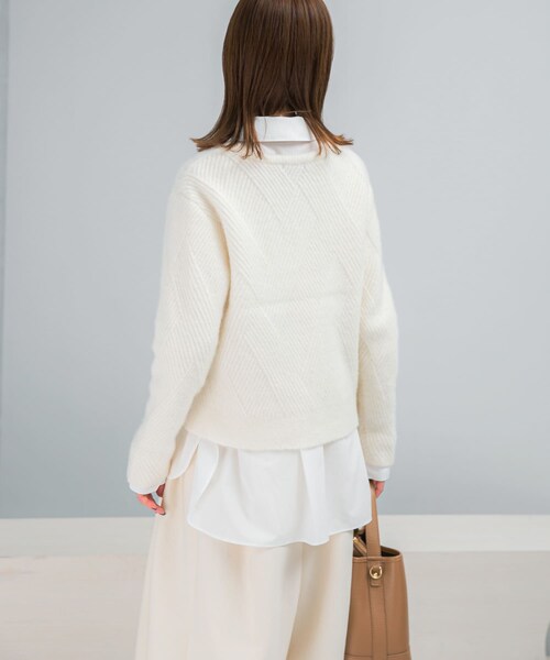 URBAN RESEARCH ROSSO（アーバンリサーチロッソ）の「ダイヤ柄編ラメミックスニット（ニット/セーター・レディース・OFF WHITE/BABY PINK/SILVER・Free）」の10枚目の写真