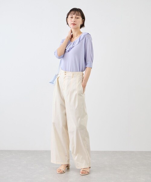 ROPE' PICNIC(ロペピクニック)の「タックデザインチノパンツ/UVカット(チノパンツ・レディース・オフホワイト/ベージュ/カーキ・L/M)」の9枚目の写真