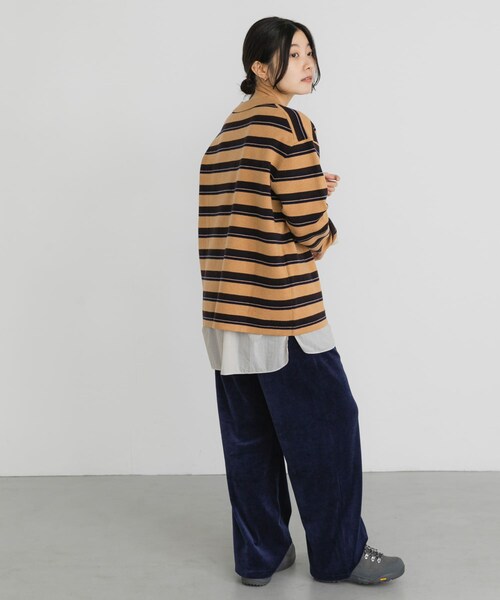 EKAL（エカル）の「ジャガードボーダーポロニット（ニット/セーター・レディース・ベージュ/ブラック/ブラウン・One）」の20枚目の写真