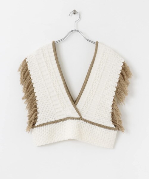 SENSE OF PLACE by URBAN RESEARCH(センスオブプレイスバイアーバンリサーチ)の「フリンジニットベスト(ベスト・レディース・BLU×GRY/IVORY/GRY×WHT・one)」の18枚目の写真