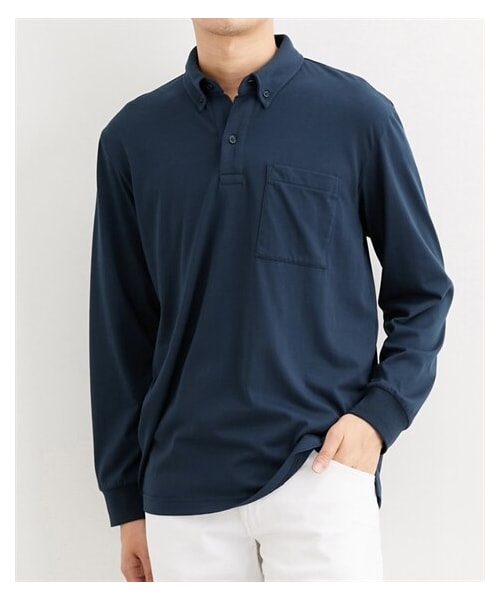 nissen（ニッセン）の「ボタンダウン長袖ポロシャツ【大きいサイズ有】（ポロシャツ・メンズ・カーキ/ネイビー/黒・M/L/LL/3L/4L/5L/6L/8L/10L）」の21枚目の写真