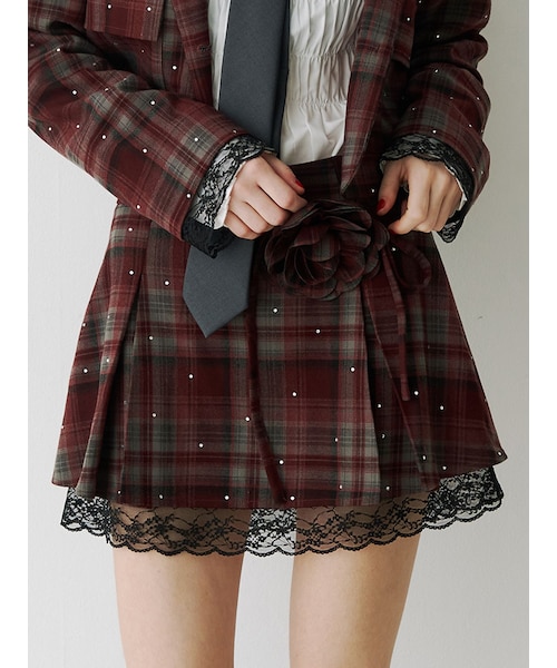 jouetie（ジュエティ）の「ローズモチーフミニスカパン【セットアップ対応】（セットアップ・レディース・グレー/レッド/ブラウン・M）」の3枚目の写真