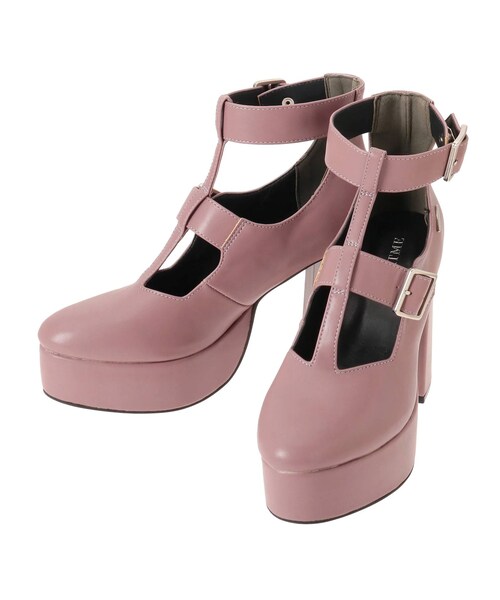 EATME（イートミー）の「ダブルベルトTストラップパンプス（パンプス・レディース・ブラック/ピンク/ミックス・S/M/L）」の4枚目の写真