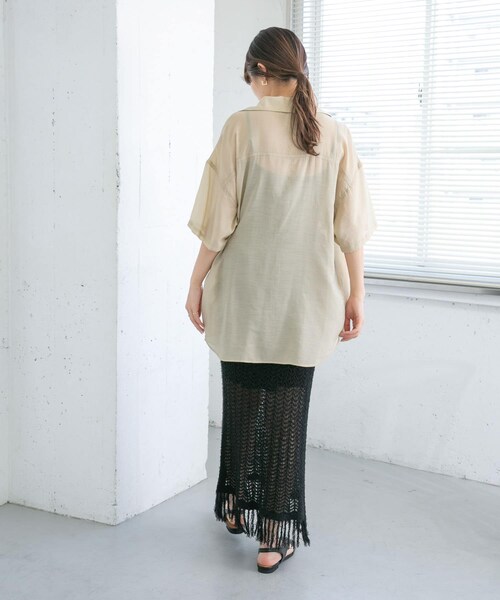 KBF（ケイビーエフ）の「フリンジ透かし編みニットスカート（スカート・レディース・BROWN/BEIGE/BLACK・one）」の12枚目の写真