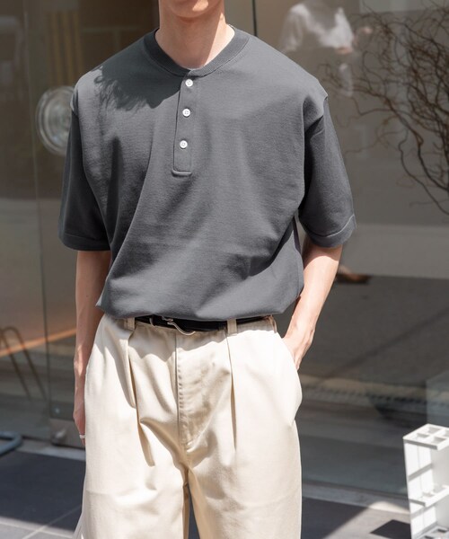 URBAN RESEARCH DOORS（アーバンリサーチドアーズ）の「FORK&SPOON　ヘンリーネックニットTシャツ（ニット/セーター・メンズ・IVORY/MOSSMINT/GRAY・4/5）」の17枚目の写真