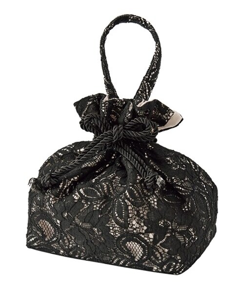 nissen（ニッセン）の「レース巾着（和装小物・レディース・アイボリー/黒・Y）」の2枚目の写真