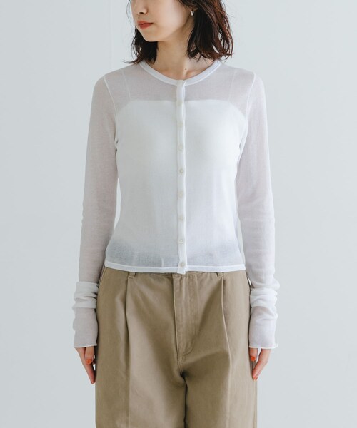 URBAN RESEARCH（アーバンリサーチ）の「『MADE IN JAPAN』シアーテレコショートカーディガン（カーディガン/ボレロ・レディース・NAVY/WHITE/BUTTER・FREE）」の13枚目の写真