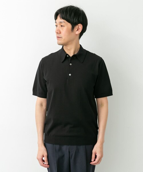 URBAN RESEARCH DOORS（アーバンリサーチドアーズ）の「LIFE STYLE TAILOR　ハイゲージ半袖ニットポロシャツ（シャツ/ブラウス・メンズ・IVORY/BLACK/NAVY BLUE/GRAY BROWN・M/L）」の21枚目の写真