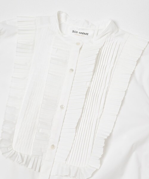 MARILYN MOON　TUCK PLEATS JABOT BLOUSE