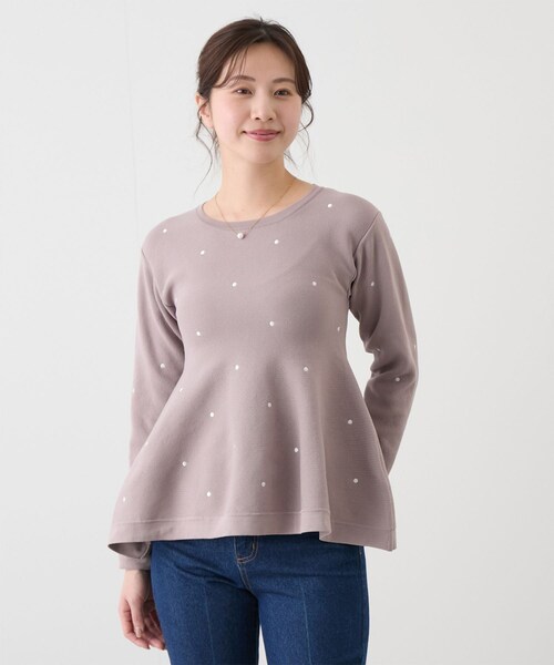 Jayro(ジャイロ)の「ドット刺繍ニット(ニット/セーター・レディース・ブラック/オフホワイト/ピンク・M)」の3枚目の写真