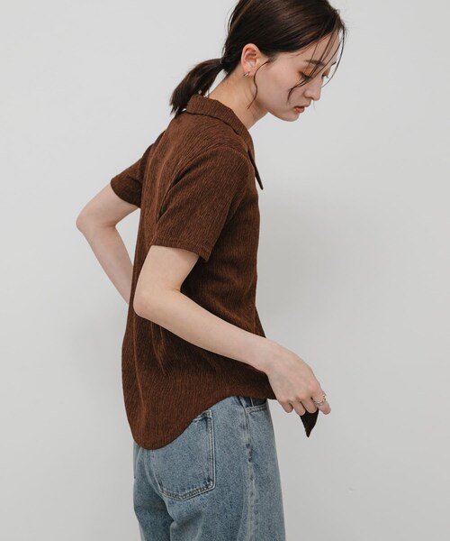 SENSE OF PLACE by URBAN RESEARCH(センスオブプレイスバイアーバンリサーチ)の「ハーフスリーブカットシャツ(シャツ/ブラウス・レディース・IVORY/BROWN/NAVY・One)」の14枚目の写真