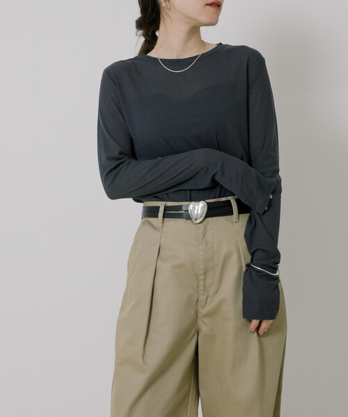 URBAN RESEARCH（アーバンリサーチ）の「A VACATION　HEART W SILVER BELT（ベルト・レディース・BLK BLK/IVO GRAY・-）」の5枚目の写真