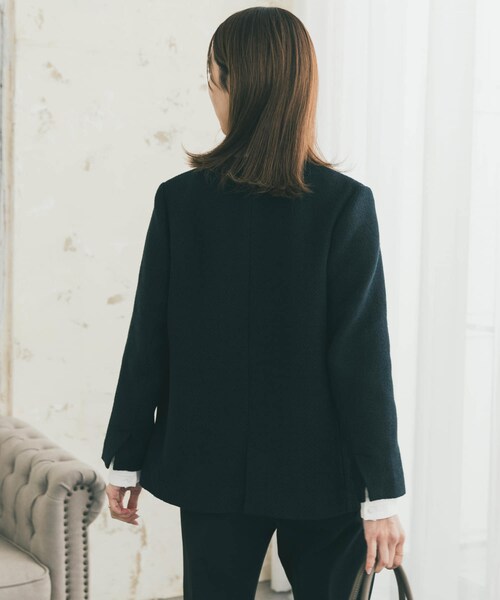 URBAN RESEARCH DOORS(アーバンリサーチドアーズ)の「ツィードVネックロングジャケット(その他アウター・レディース・OFF×BLK/NAVY・Free)」の16枚目の写真