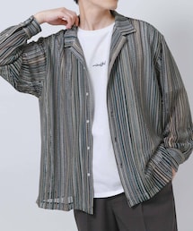 ITEMS URBANRESEARCH | マルチストライプレースオープンカラーシャツ(シャツ/ブラウス)