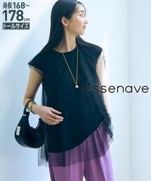 nissen | 高身長　カットジョーゼット×チュールレイヤードトップス（トールサイズ）Essenave(Tシャツ/カットソー)