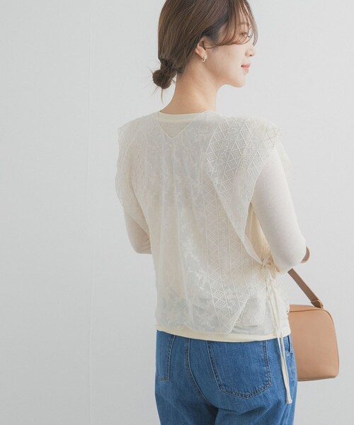 URBAN RESEARCH DOORS（アーバンリサーチドアーズ）の「2WAYレースカバー（ストール/ショール・レディース・NATURAL/BLACK・One）」の18枚目の写真