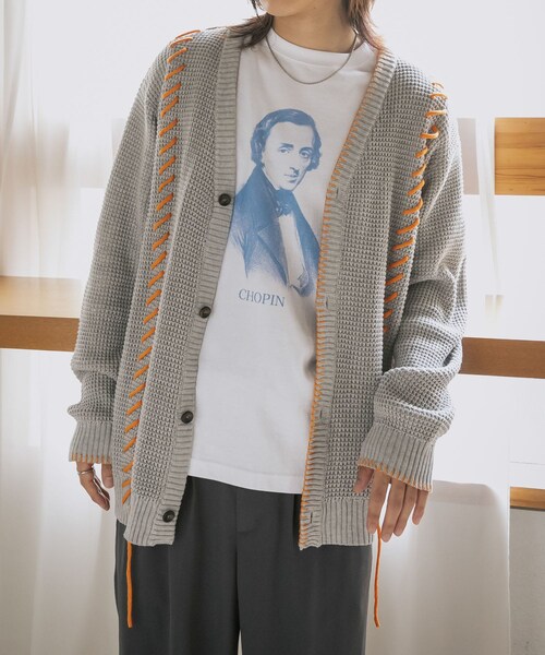 SENSE OF PLACE by URBAN RESEARCH（センスオブプレイスバイアーバンリサーチ）の「『ユニセックス』ブランケットステッチカーディガン（カーディガン/ボレロ・メンズ・L.GRAY/NAVY/PURPLE・M/L）」の21枚目の写真