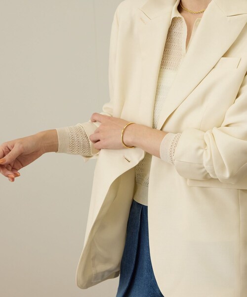 ROPE'（ロペ）の「シルクウールオーバージャケット（テーラードジャケット・レディース・ブラック/オフホワイト・36/38）」の16枚目の写真