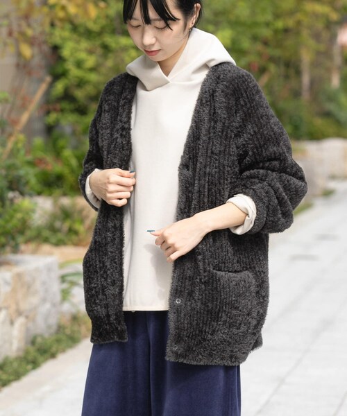 EKAL（エカル）の「OCTAカーディガンジャケット（カーディガン/ボレロ・レディース・ブラック/グレー・One）」の3枚目の写真