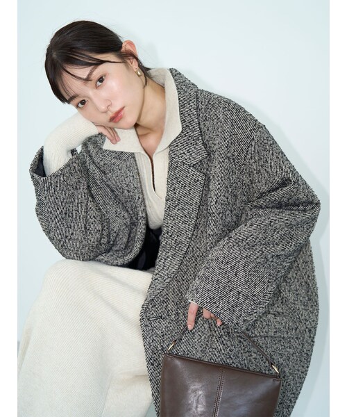 LAGUNAMOON（ラグナムーン）の「ネップツイードオーバージャケットコート（その他アウター・レディース・ミックス/ベージュ・F）」の3枚目の写真