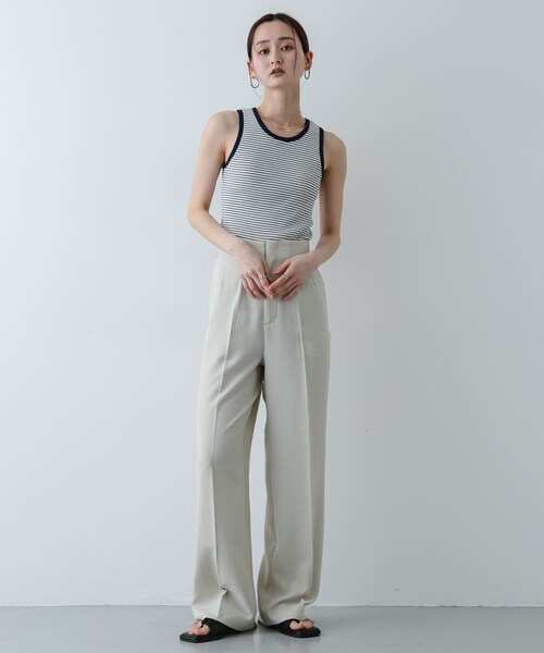 SENSE OF PLACE by URBAN RESEARCH（センスオブプレイスバイアーバンリサーチ）の「『別注』Healthknit×SENSE OF PLACE ボーダータンクトップ（タンクトップ・レディース・OF×NV×BE/SAX×BRN/LIME×BEG・One）」の8枚目の写真