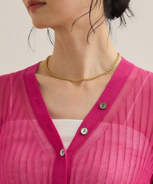 ROPE'（ロペ）の「シアーリブカーディガン/洗える（カーディガン/ボレロ・レディース・ブラック/ホワイト/ピンク・F）」の22枚目の写真