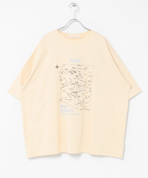 KBF(ケイビーエフ)の「オーバーサイズプリントTEE(Tシャツ/カットソー・レディース・IVORY/CHARCOAL/TOP GRAY・One)」の5枚目の写真