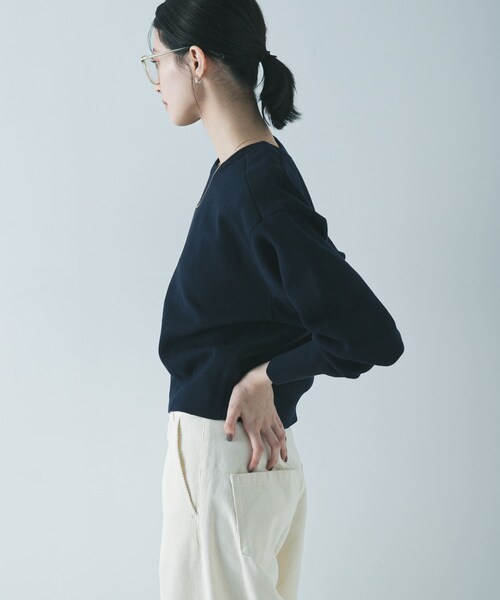 URBAN RESEARCH（アーバンリサーチ）の「ダブルフェイスクルーネックニット（ニット/セーター・レディース・ICE GRAY/PINK/NAVY・Free）」の20枚目の写真