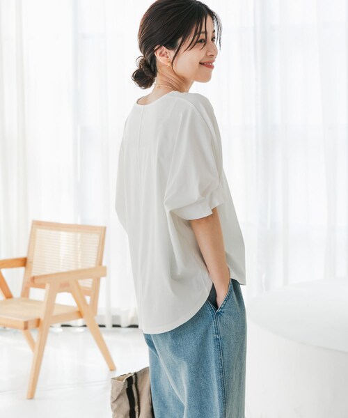 URBAN RESEARCH DOORS（アーバンリサーチドアーズ）の「『仁村紗和さん着用』『UR TECH』サマシェアタックスリーブプルオーバー（Tシャツ/カットソー・レディース・ORANGE/OFF/BLUE/BLACK・M）」の16枚目の写真