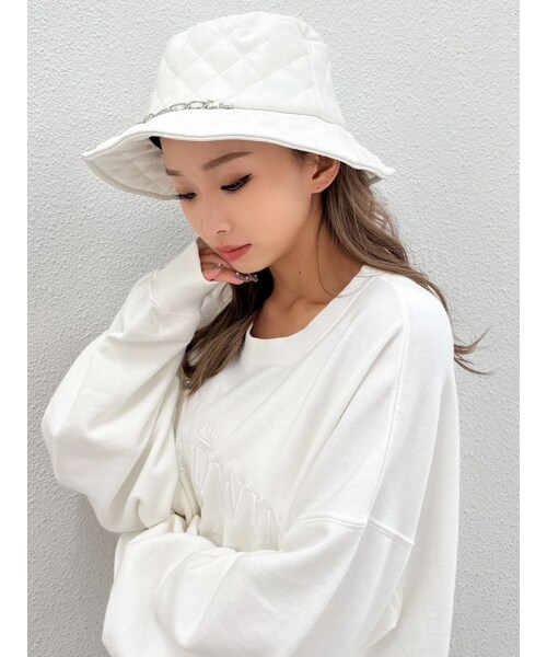 GYDA（ジェイダ）の「Quilting GGチェーン バケットハット（ハット・レディース・オフホワイト/ブラック・F）」の3枚目の写真