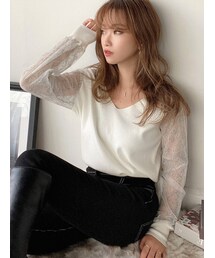 RESEXXY | レース切替えニットトップス(ニット/セーター)