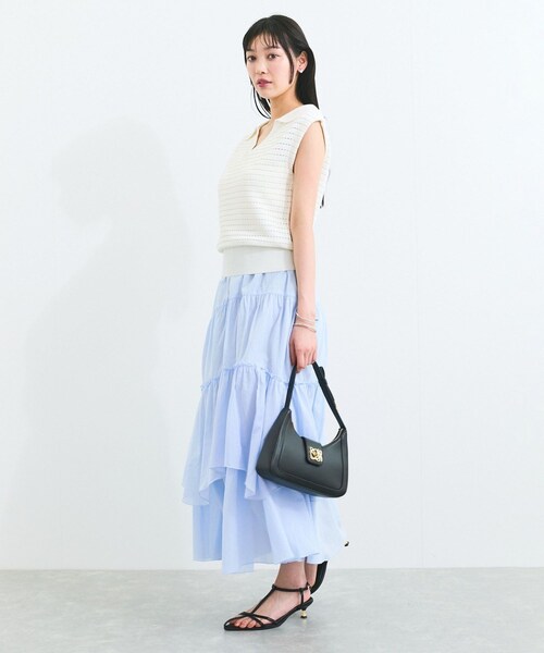 VIS（ビス）の「ボイルティアードスカート（スカート・レディース・ダークブラウン/ブルー系・F）」の5枚目の写真